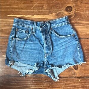 Levi's Blue Jean Shorts High-Waisted Distressed